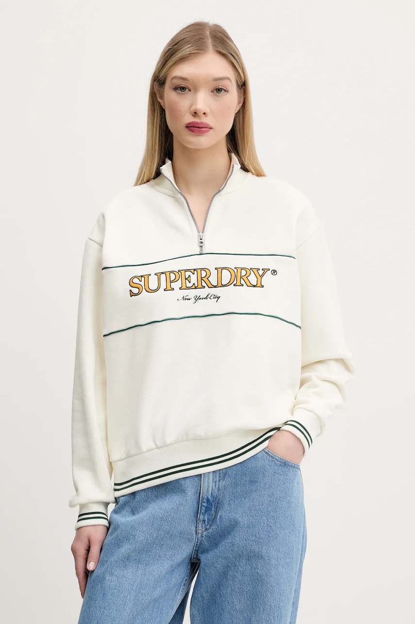 Superdry bluză femei, culoarea alb, cu imprimeu, W2012253A-71D Superdry bluză femei, culoarea alb, cu imprimeu, W2012253A-71D