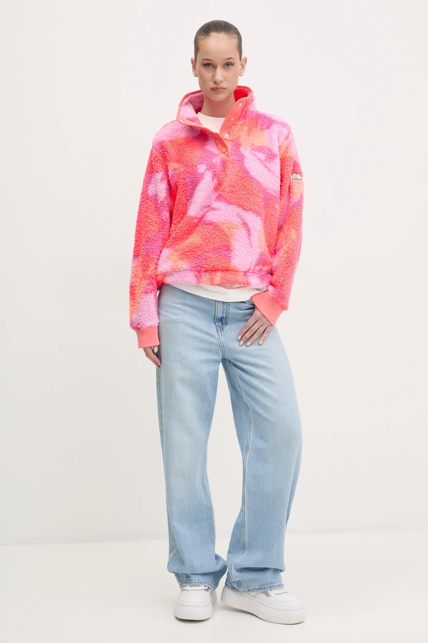 Флисовая кофта Superdry цвет фиолетовый узор W2012348A-2TI Флисовая кофта Superdry цвет фиолетовый узор W2012348A-2TI