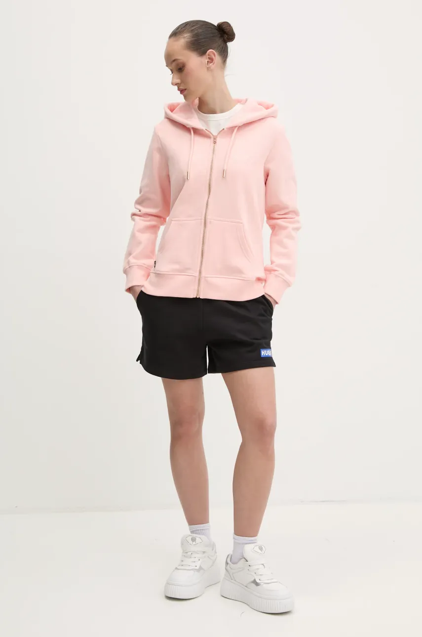 Хлопковая кофта Superdry женская цвет розовый с капюшоном однотонная W2012358A-2LY Хлопковая кофта Superdry женская цвет розовый с капюшоном однотонная W2012358A-2LY