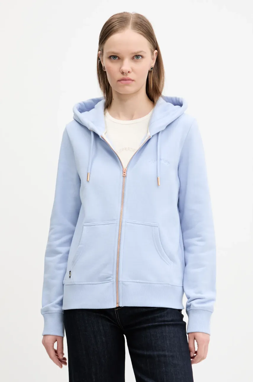 Superdry hanorac de bumbac femei, cu glugă, neted, W2012358A-64H