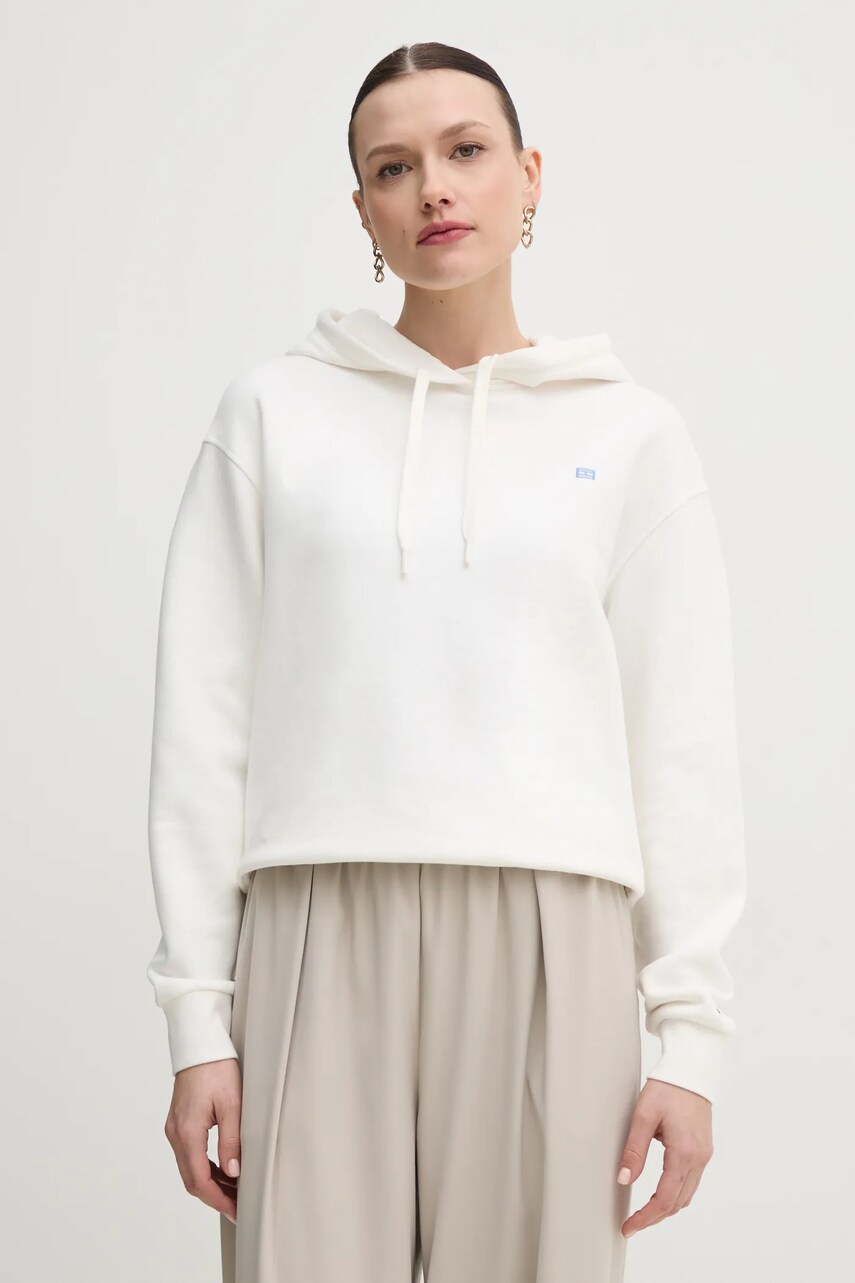 Levně Bavlněná mikina Tommy Hilfiger dámská, bílá barva, s kapucí, hladká, WW0WW45979