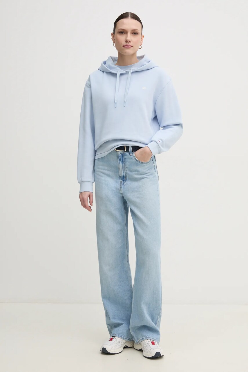 Хлопковая кофта Tommy Hilfiger женская с капюшоном однотонная WW0WW45979 Хлопковая кофта Tommy Hilfiger женская с капюшоном однотонная WW0WW45979