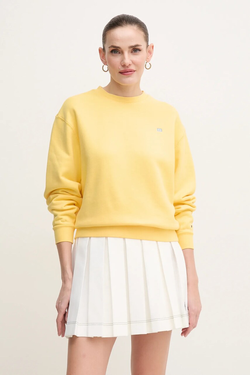 Levně Bavlněná mikina Tommy Hilfiger dámská, žlutá barva, hladká, WW0WW45980