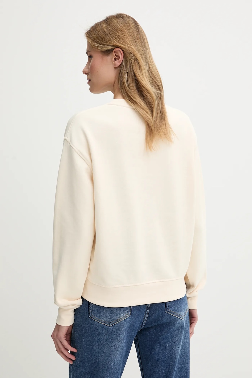 Хлопковая кофта Tommy Hilfiger цвет бежевый с аппликацией WW0WW44631 Хлопковая кофта Tommy Hilfiger цвет бежевый с аппликацией WW0WW44631