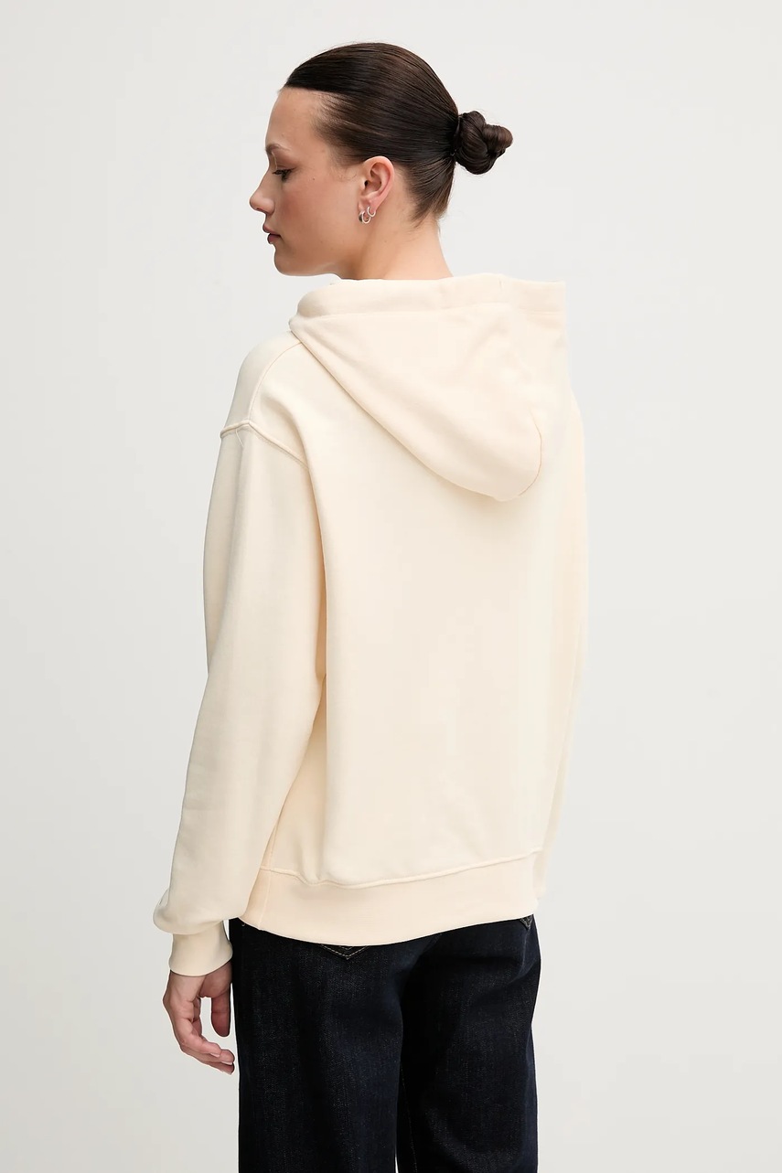 Хлопковая кофта цвет бежевый с капюшоном с аппликацией WW0WW45528