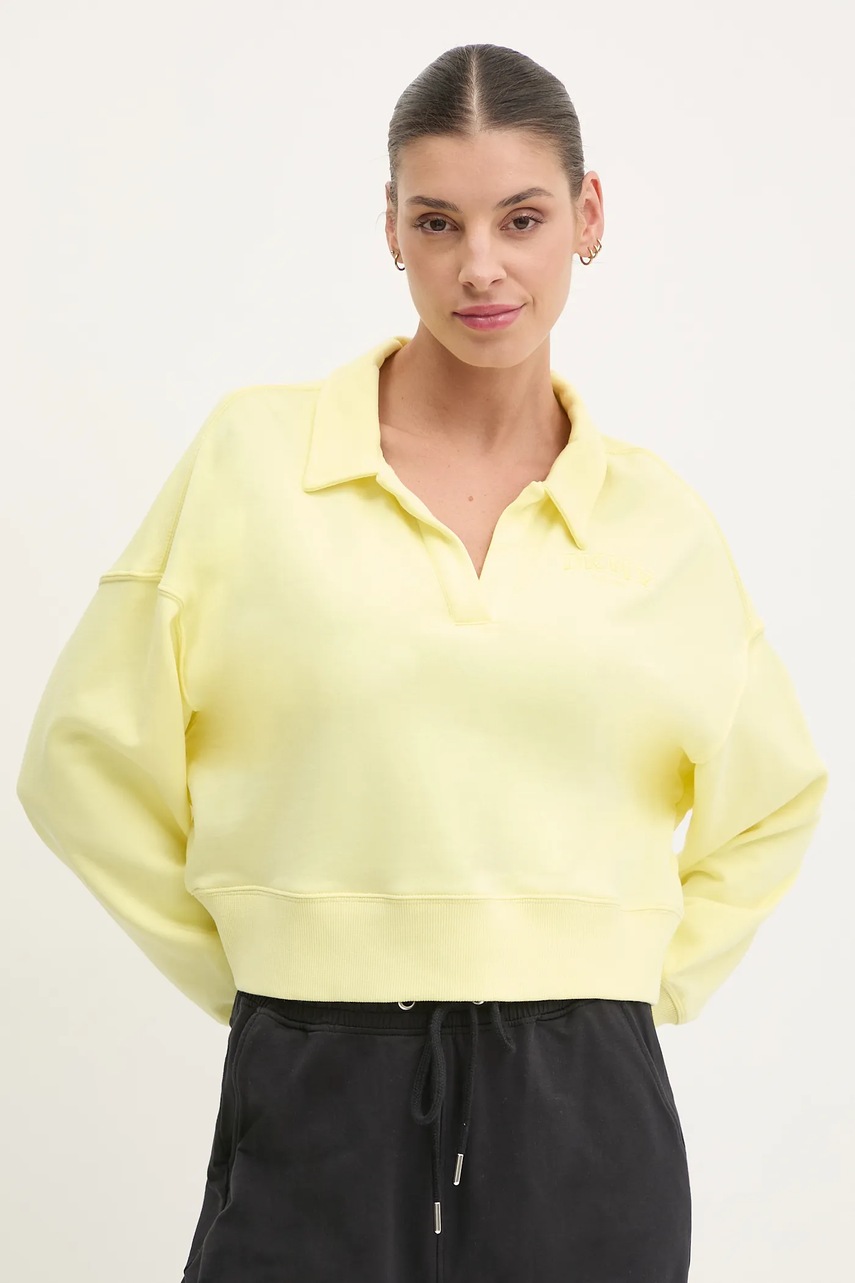 Dkny hanorac de bumbac femei, culoarea galben, neted, DP5T1243