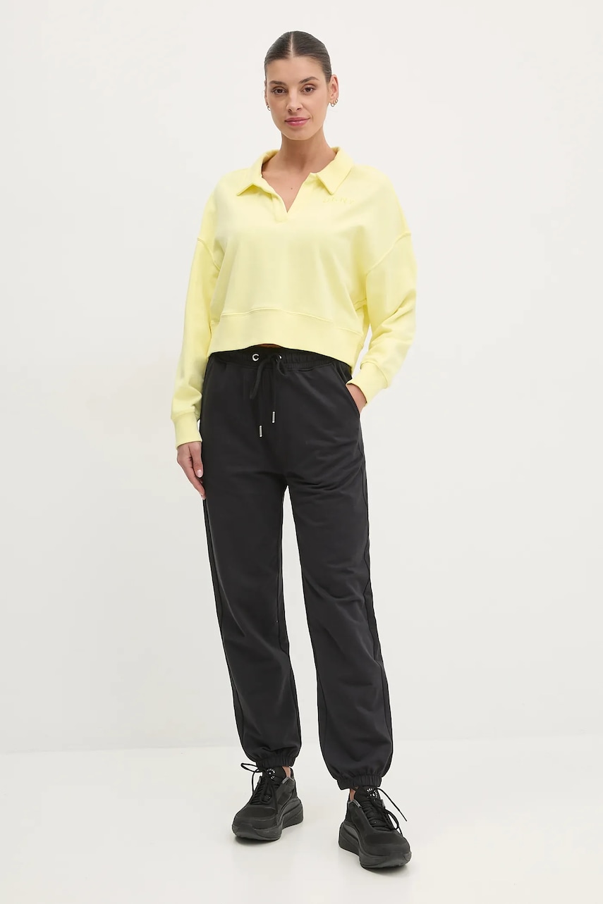 Хлопковая кофта Dkny женская цвет жёлтый однотонная DP5T1243 Хлопковая кофта Dkny женская цвет жёлтый однотонная DP5T1243