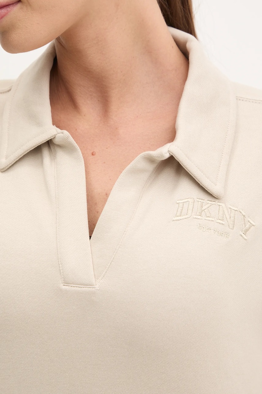 Βαμβακερή μπλούζα Dkny γυναικεία, χρώμα: μπεζ, DP5T1243 φωτογραφία