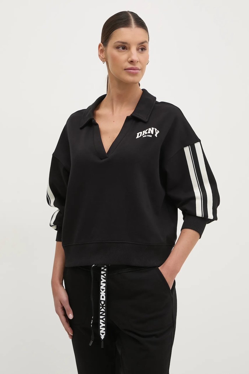 Dkny hanorac de bumbac femei, culoarea negru, cu imprimeu, DP5T1232 Dkny hanorac de bumbac femei, culoarea negru, cu imprimeu, DP5T1232