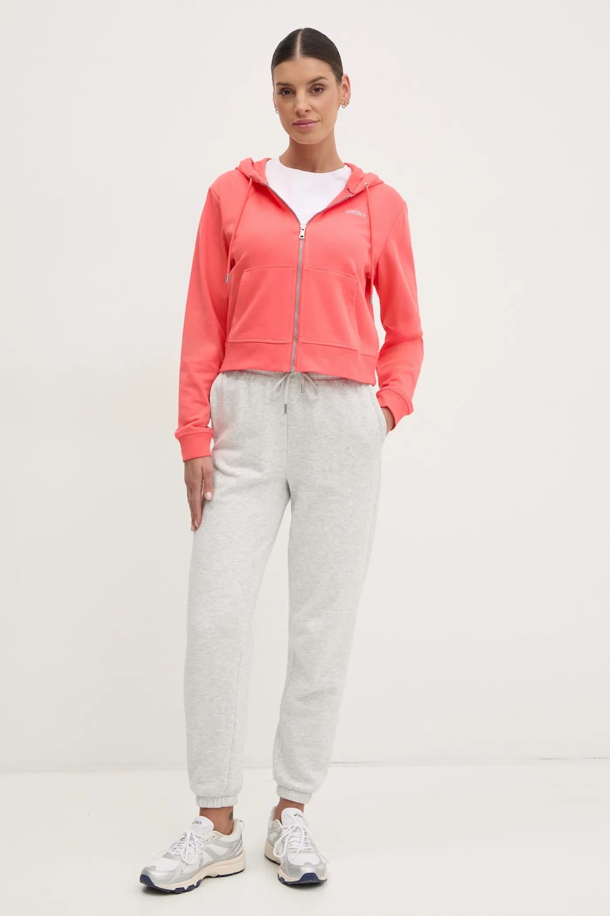 Кофта Dkny женская цвет розовый с капюшоном однотонная DP5J9588 Кофта Dkny женская цвет розовый с капюшоном однотонная DP5J9588
