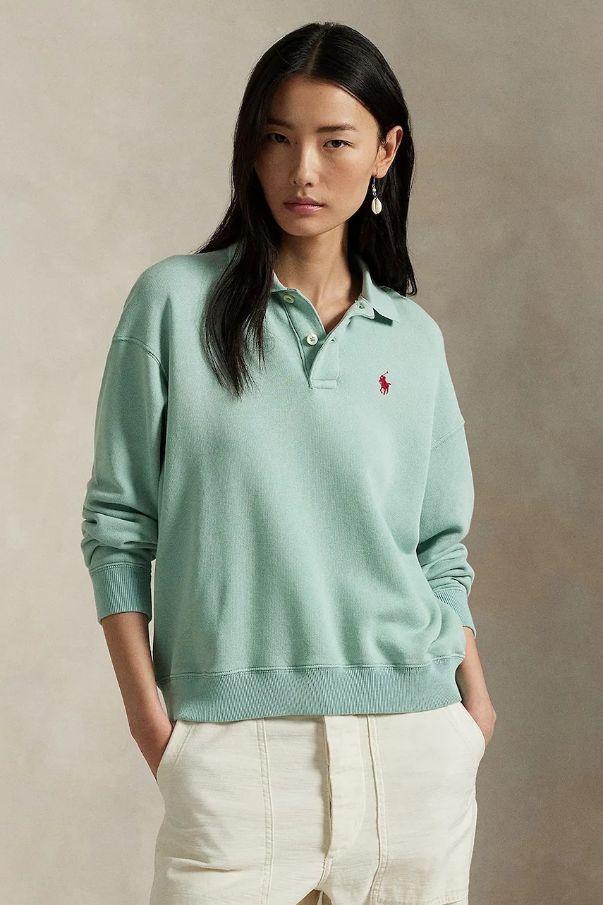 Levně Mikina Polo Ralph Lauren dámská, zelená barva, hladká, 211965097