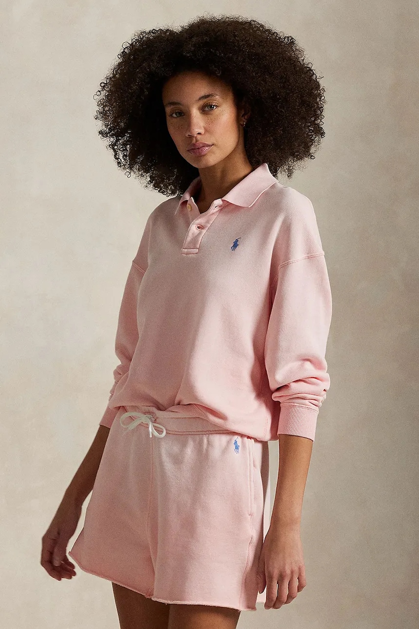 Levně Mikina Polo Ralph Lauren dámská, růžová barva, hladká, 211965097