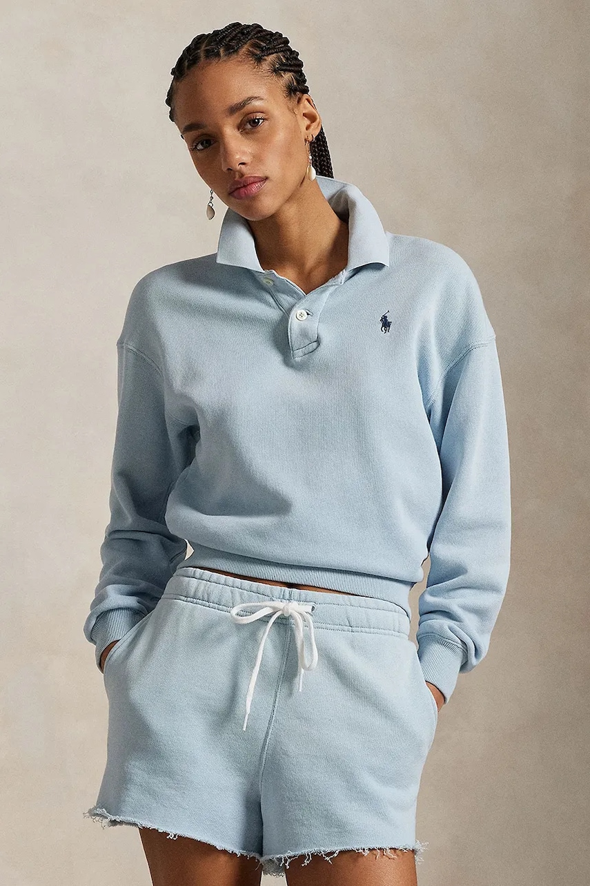 Levně Mikina Polo Ralph Lauren dámská, modrá barva, hladká, 211965097
