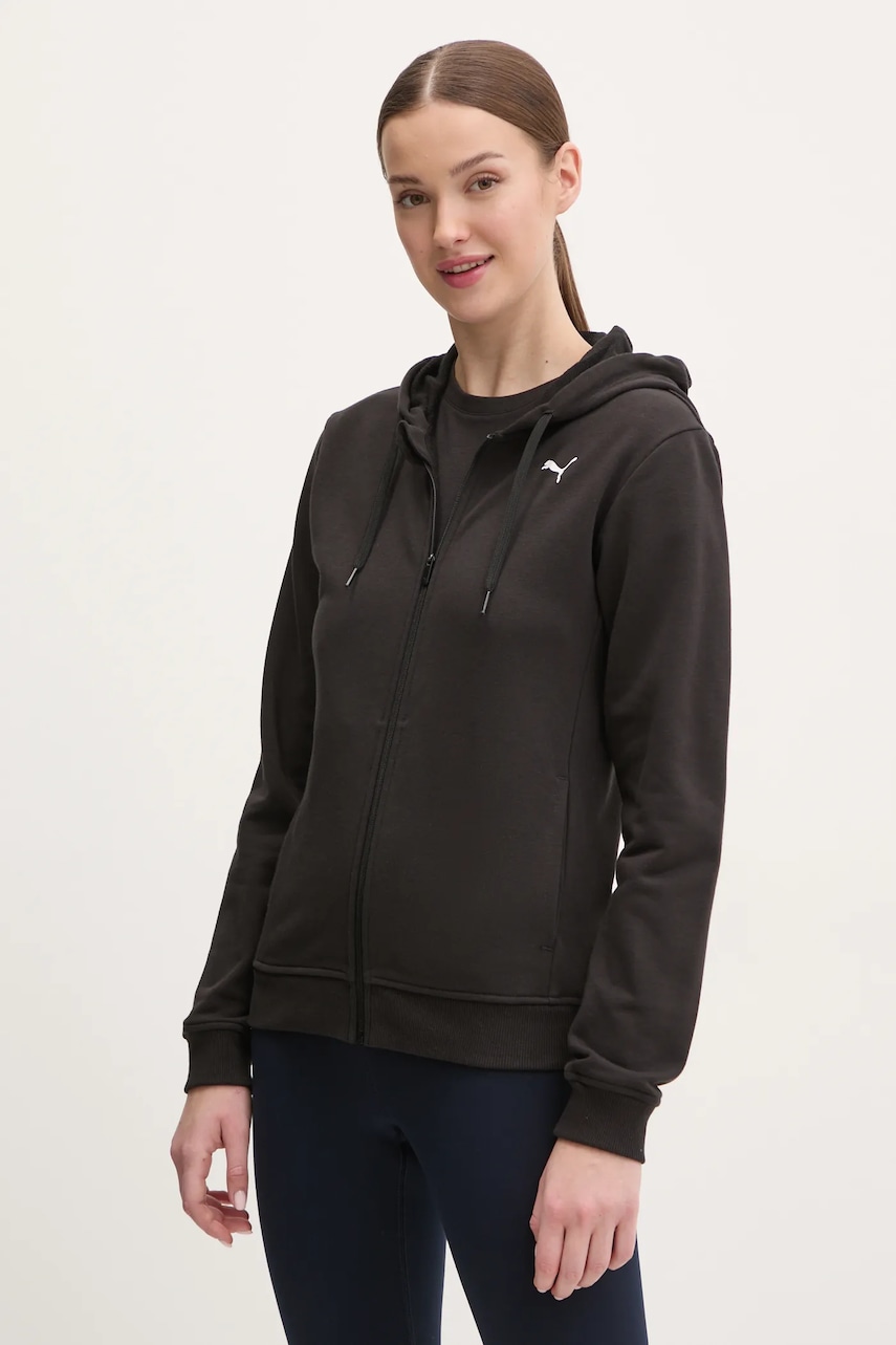 Puma hanorac de antrenament Tad Essential culoarea negru, cu glugă, neted, 525896 Puma hanorac de antrenament Tad Essential culoarea negru, cu glugă, neted, 525896