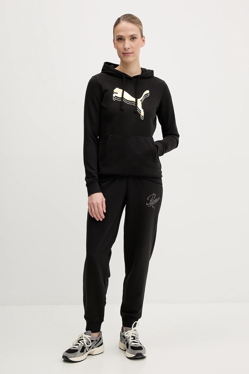 Кофта Puma женская цвет чёрный с капюшоном с принтом 684997 Кофта Puma женская цвет чёрный с капюшоном с принтом 684997