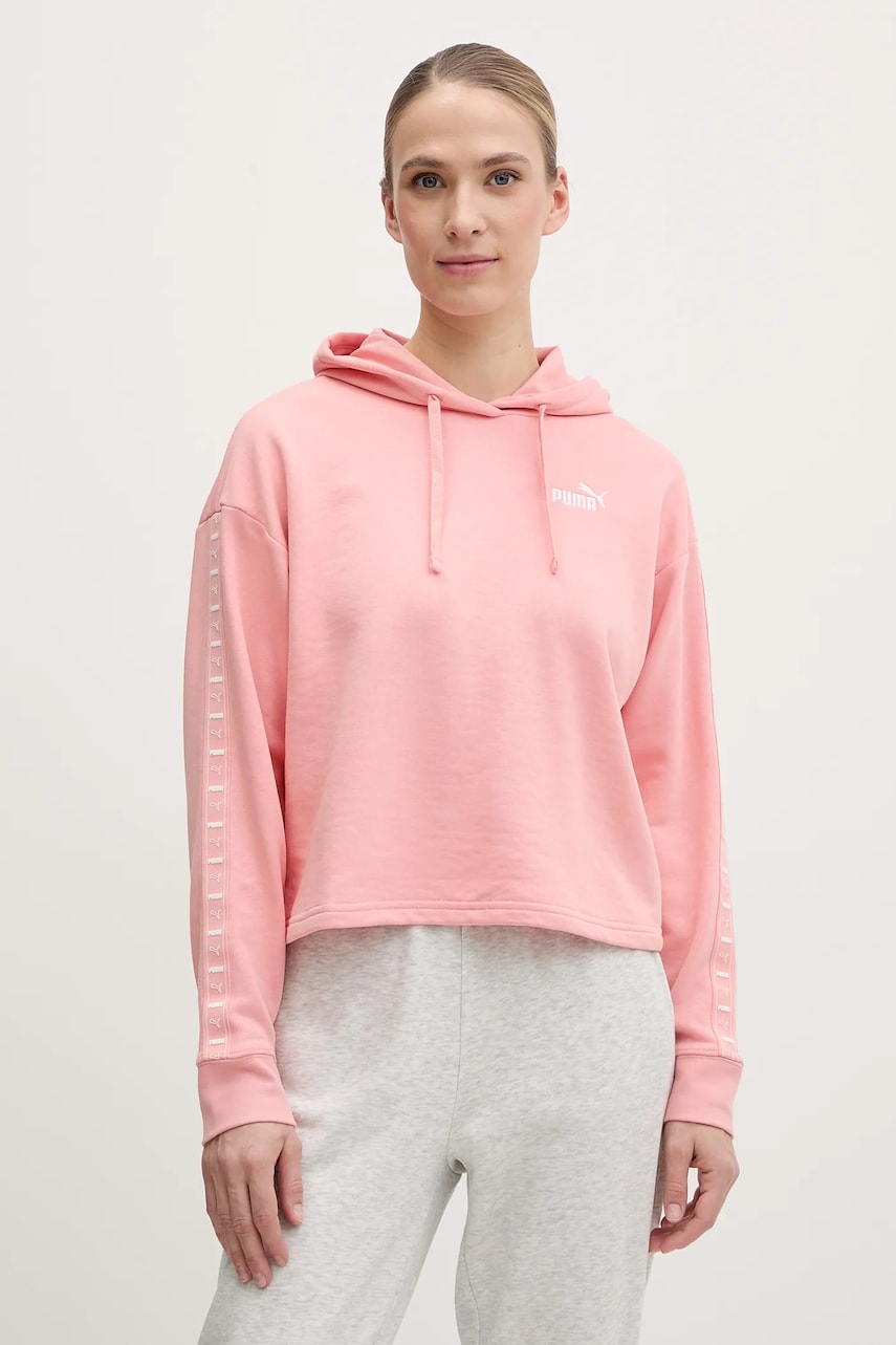Puma bluză femei, culoarea roz, cu glugă, cu imprimeu, 685011 Puma bluză femei, culoarea roz, cu glugă, cu imprimeu, 685011