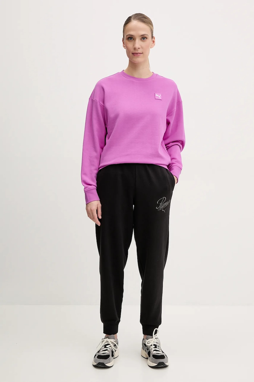 Хлопковая кофта Puma женская цвет фиолетовый однотонная 685017 Хлопковая кофта Puma женская цвет фиолетовый однотонная 685017