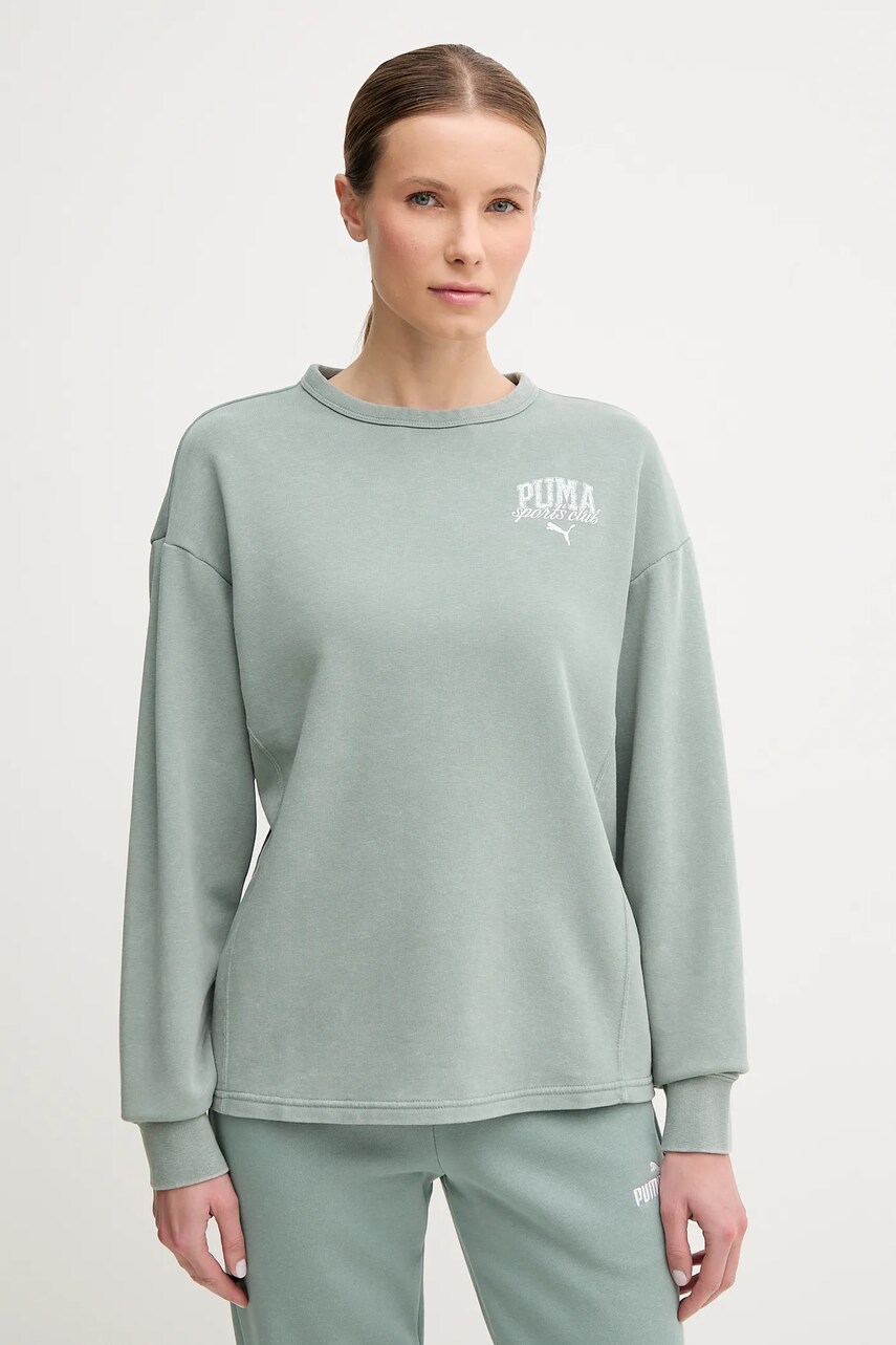 Puma bluza femei, culoarea verde, cu imprimeu, 685032 Puma bluza femei, culoarea verde, cu imprimeu, 685032