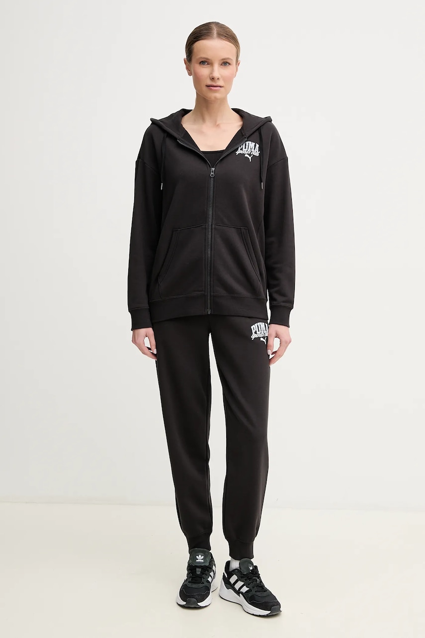 Кофта Puma женская цвет чёрный с капюшоном с принтом 685033 Кофта Puma женская цвет чёрный с капюшоном с принтом 685033
