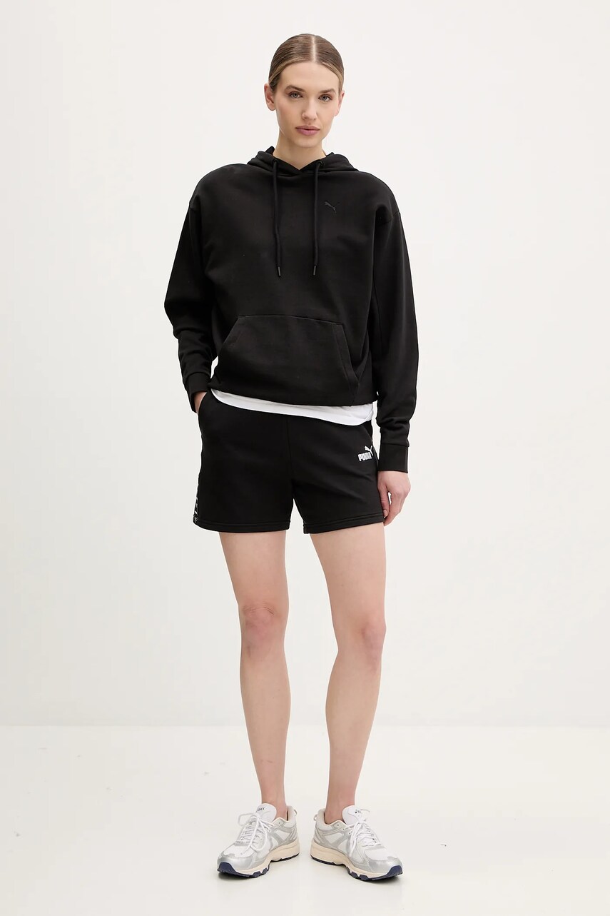 Хлопковая кофта Puma женская цвет чёрный с капюшоном однотонная 685057 Хлопковая кофта Puma женская цвет чёрный с капюшоном однотонная 685057