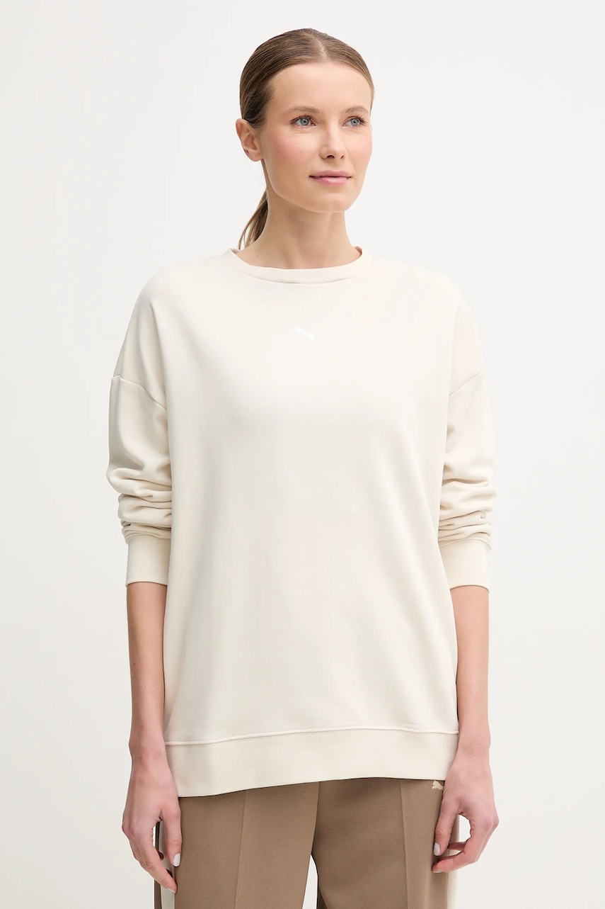 Puma bluza femei, culoarea bej, neted, 685401