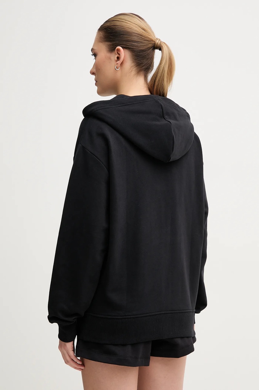 Бавовняна кофта Calvin Klein Jeans жіноча колір чорний з капюшоном однотонна J20J225367 