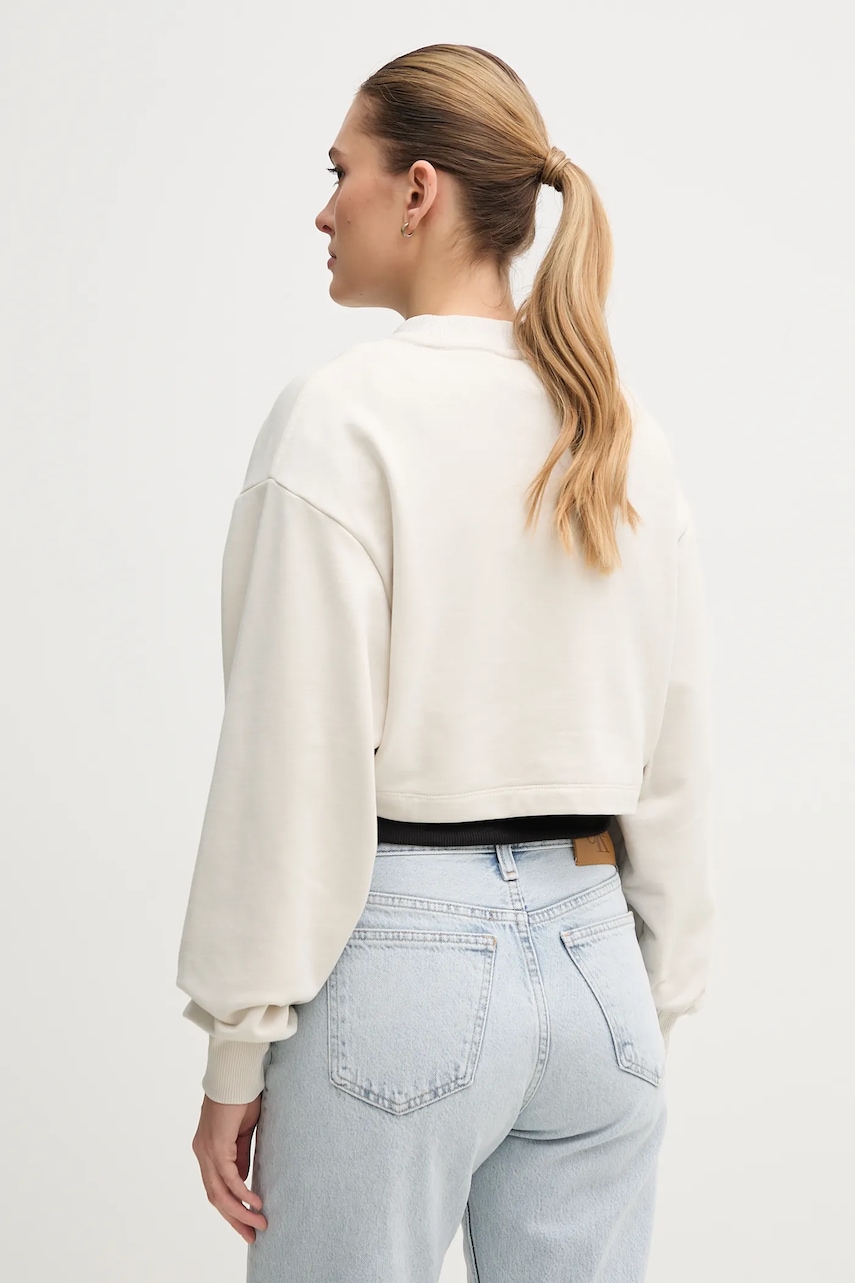 Хлопковая кофта Calvin Klein Jeans женская цвет бежевый однотонная J20J225370 Хлопковая кофта Calvin Klein Jeans женская цвет бежевый однотонная J20J225370