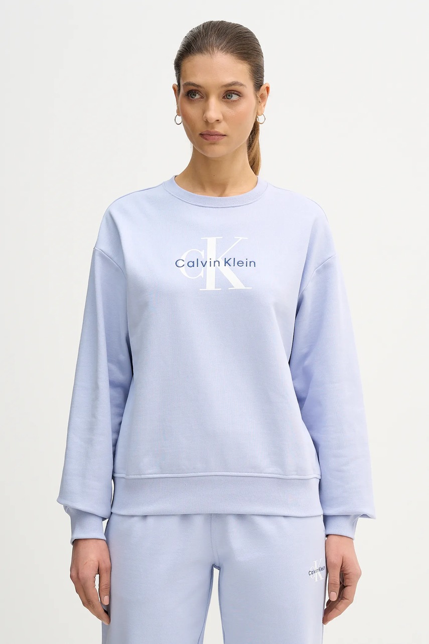 Levně Mikina Calvin Klein Jeans dámská, béžová barva, s potiskem, LV047B234G