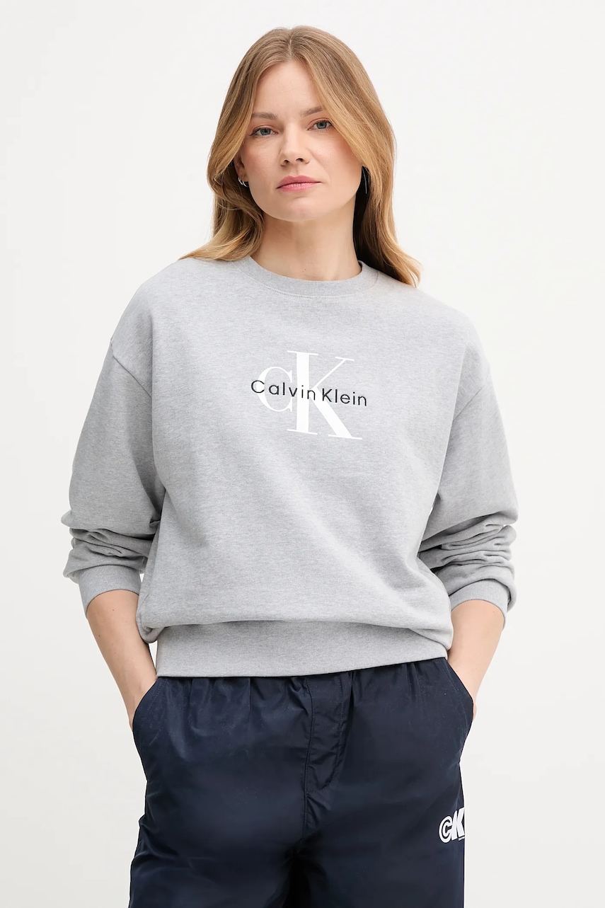 Mikina Calvin Klein Jeans dámská, šedá barva, LV047B234G