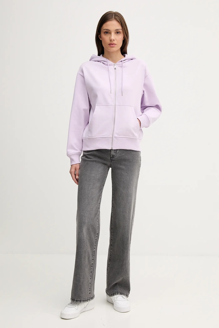 Кофта Calvin Klein Jeans цвет фиолетовый с капюшоном с принтом LV047B270G