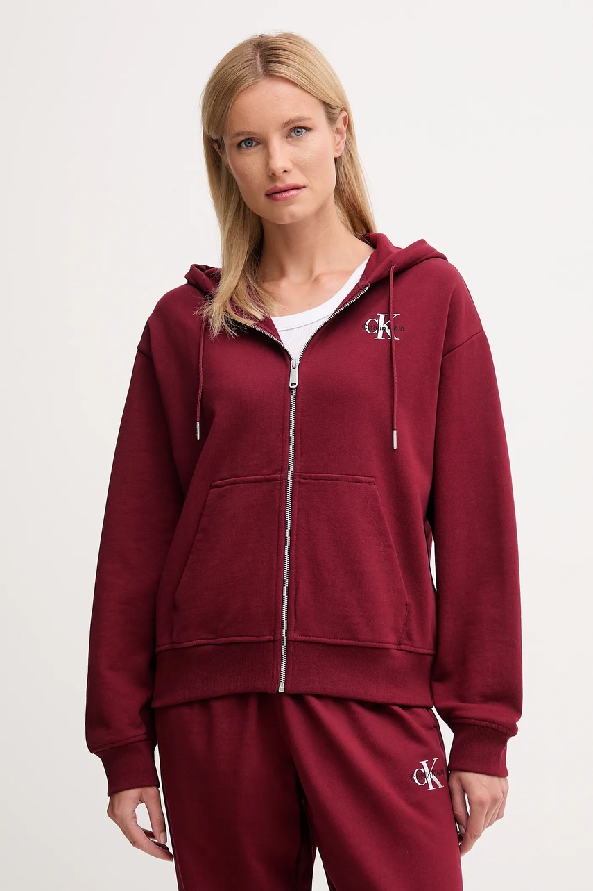 

Суичър Calvin Klein Jeans в лилаво с качулка с принт LV047B270G, Бордо