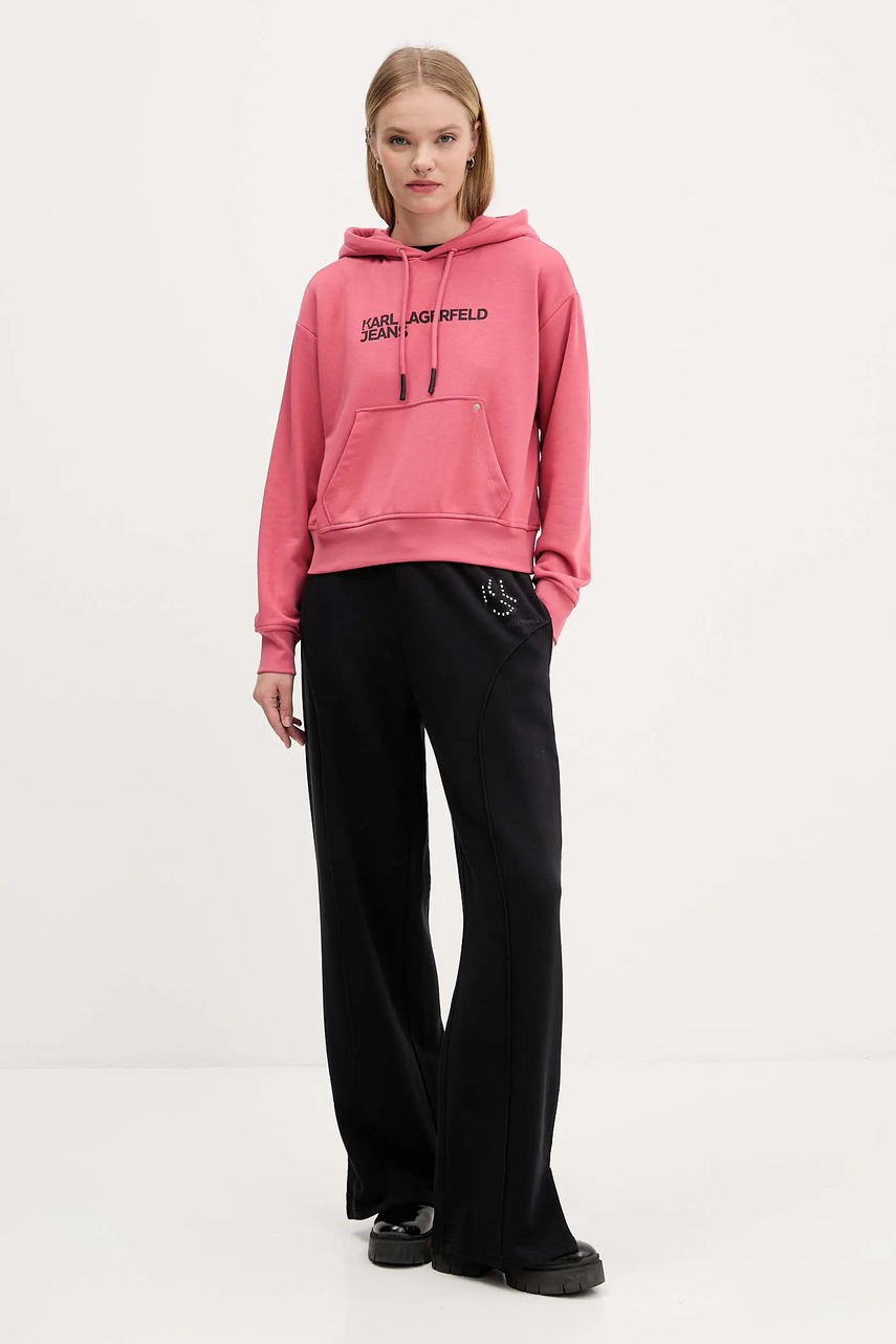 Кофта Karl Lagerfeld Jeans цвет оранжевый с капюшоном с принтом A2W20053