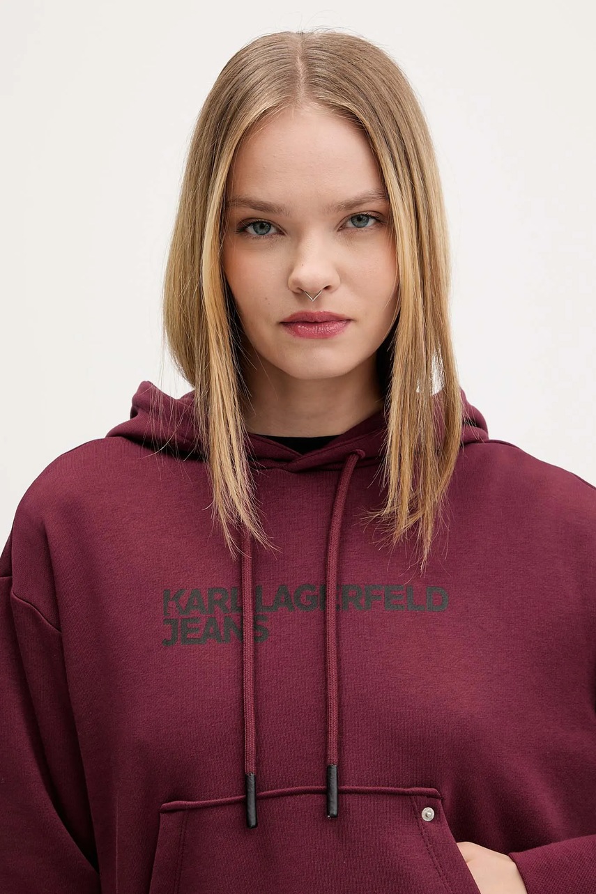 Μπλούζα Karl Lagerfeld Jeans χρώμα: πορτοκαλί, με κουκούλα, A2W20053 φωτογραφία