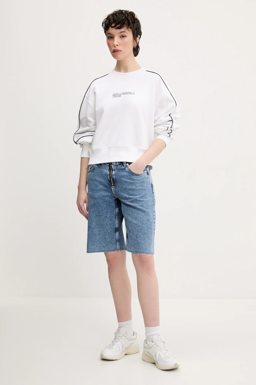 Хлопковая кофта Karl Lagerfeld Jeans женская цвет белый однотонная A2W20016 Хлопковая кофта Karl Lagerfeld Jeans женская цвет белый однотонная A2W20016