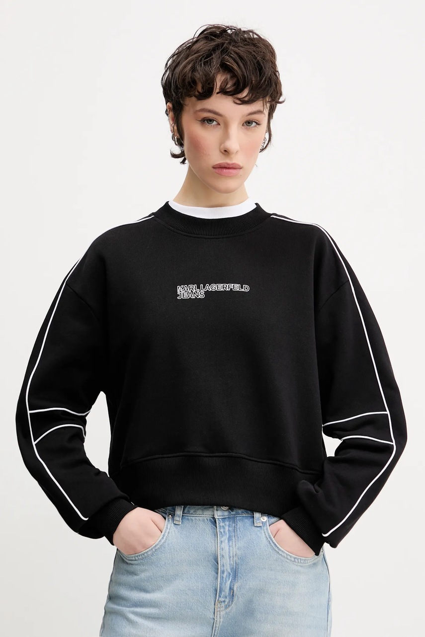 Karl Lagerfeld Jeans hanorac de bumbac femei, culoarea negru, uni, A2W20016