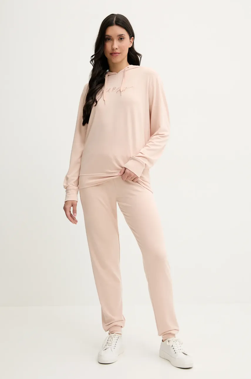 Кофта Guess LUCIA женская цвет бежевый с капюшоном с аппликацией O5GQ00 KCQP2 Кофта Guess LUCIA женская цвет бежевый с капюшоном с аппликацией O5GQ00 KCQP2