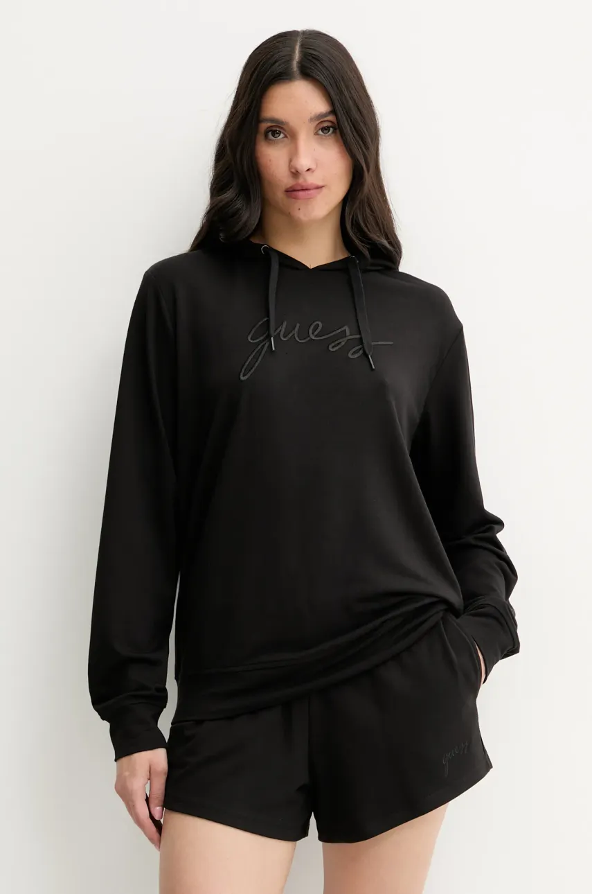 Кофта Guess LUCIA женская цвет чёрный с капюшоном с аппликацией O5GQ00 KCQP2 Кофта Guess LUCIA женская цвет чёрный с капюшоном с аппликацией O5GQ00 KCQP2