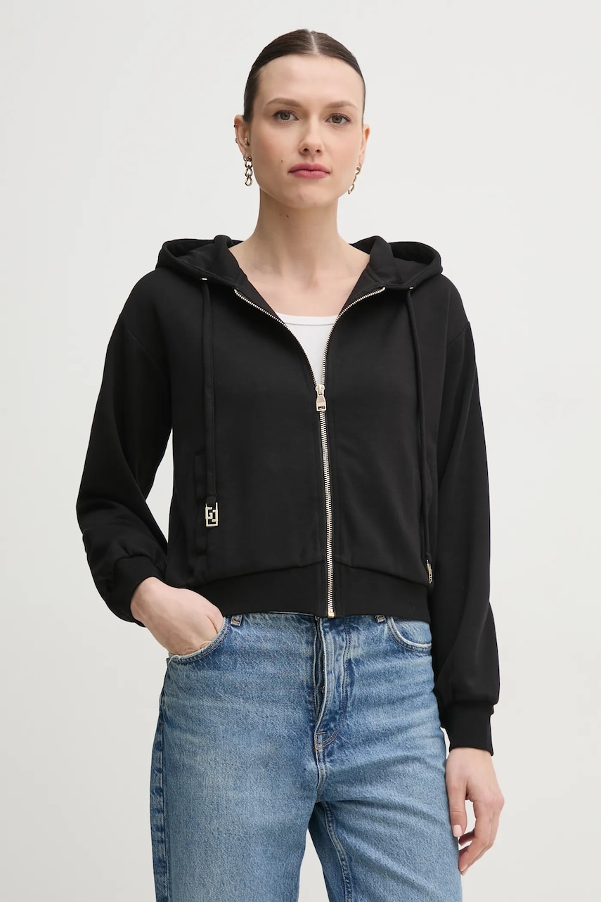 Gaudi bluza femei, culoarea negru, cu glugă, neted, 511BD64003