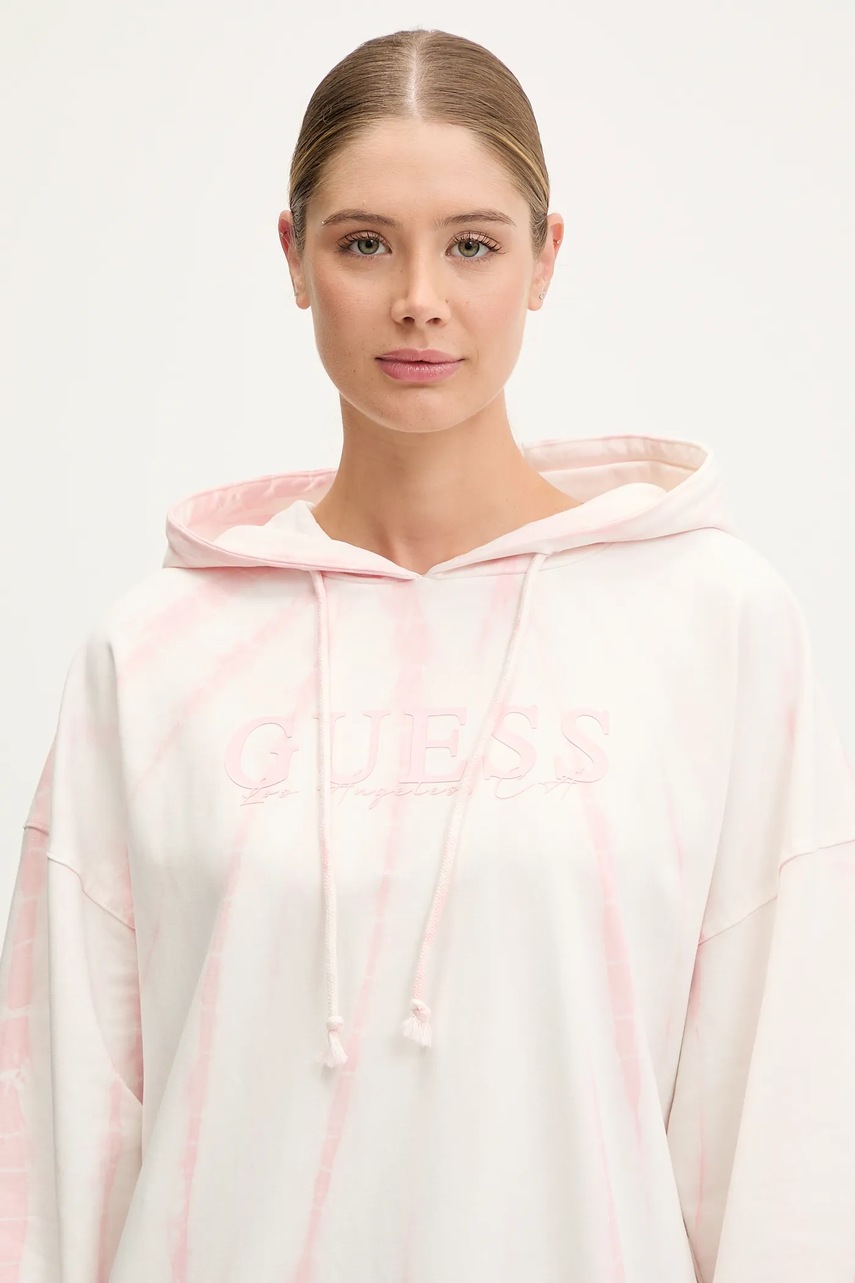 Μπλούζα Guess χρώμα: ροζ, με κουκούλα, V5GQ16 KCRQ0 φωτογραφία