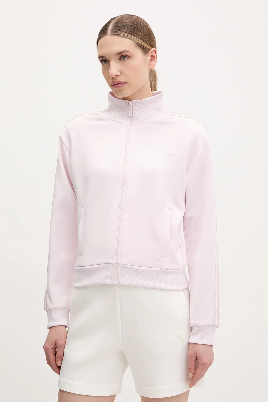 Levně Mikina Guess YARROW dámská, růžová barva, s aplikací, V5GQ18 KCRU2