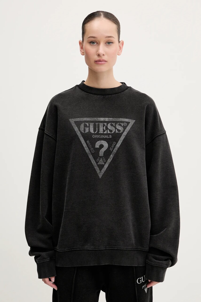 Levně Bavlněná mikina Guess Originals dámská, černá barva, s potiskem, M5GQ35 K68I4