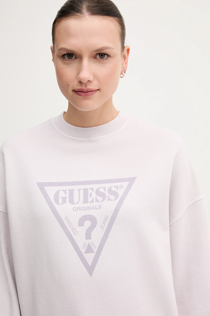 Βαμβακερή μπλούζα Guess Originals γυναικεία, χρώμα: μοβ, W5GQ03 K68I4 φωτογραφία