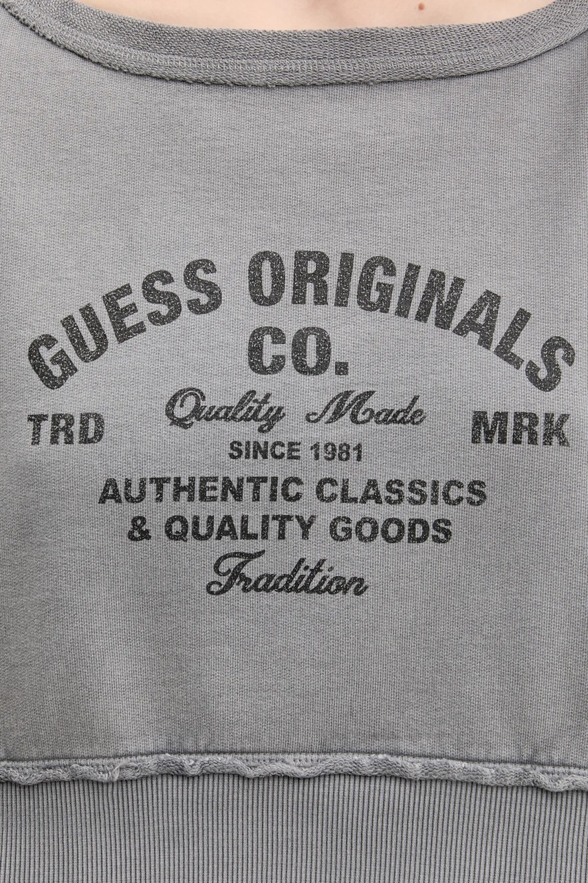 Βαμβακερή μπλούζα Guess Originals γυναικεία, χρώμα: γκρι, W5GQ23 K68I4 φωτογραφία