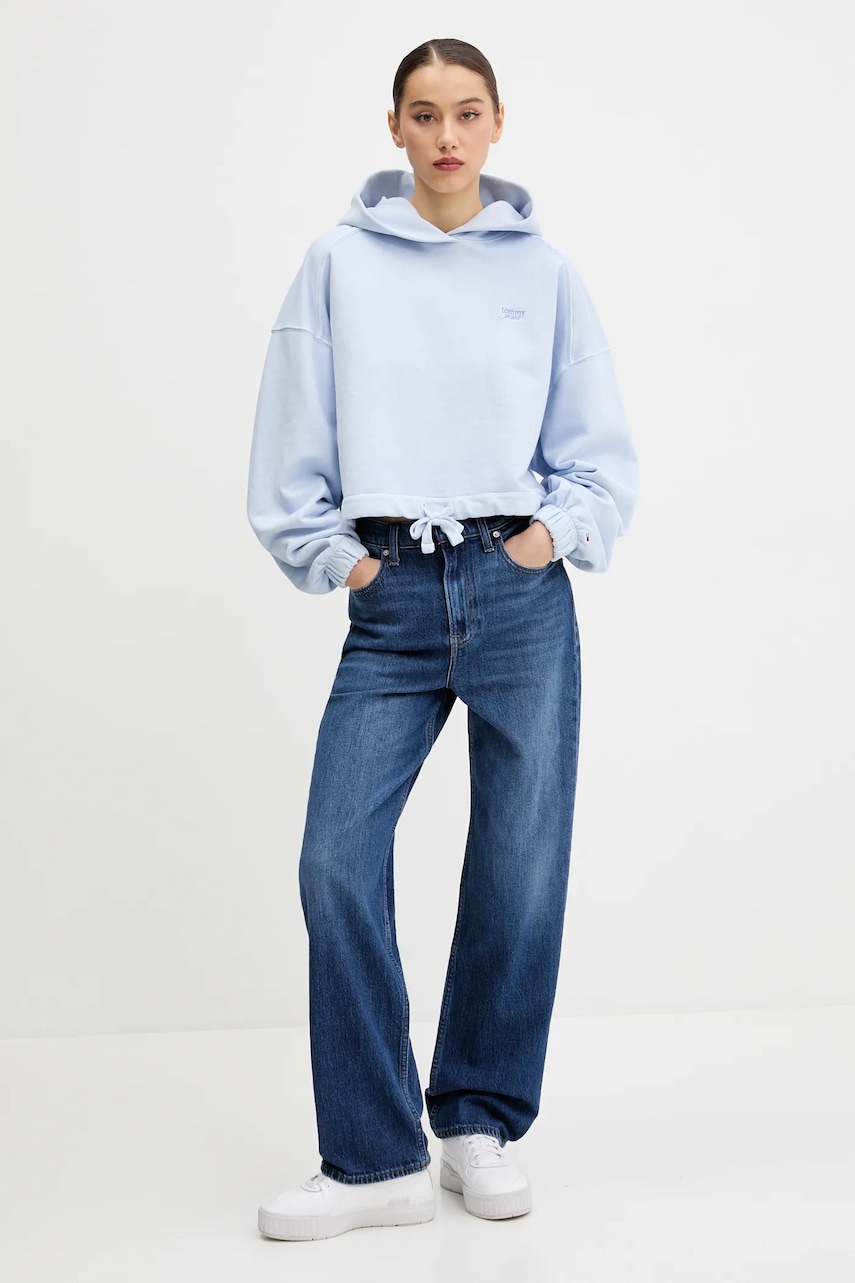 Хлопковая кофта Tommy Jeans с капюшоном однотонная DW0DW20314 Хлопковая кофта Tommy Jeans с капюшоном однотонная DW0DW20314