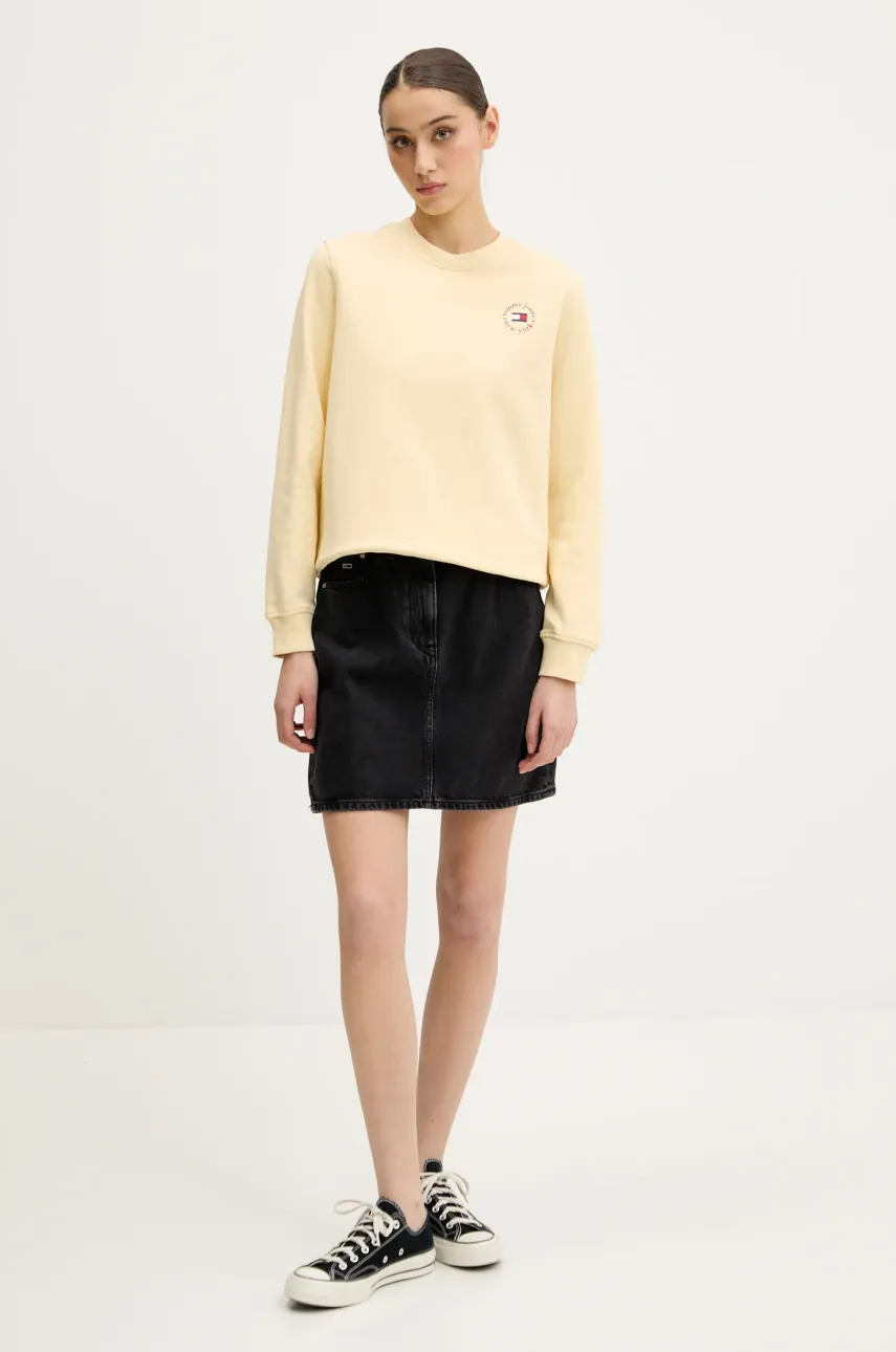 Хлопковая кофта Tommy Jeans цвет жёлтый с принтом DW0DW20639 Хлопковая кофта Tommy Jeans цвет жёлтый с принтом DW0DW20639