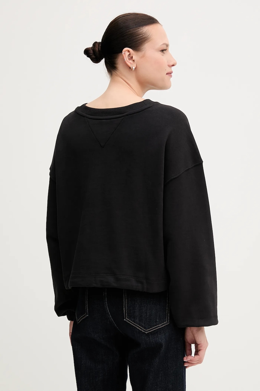 Хлопковая кофта Tommy Jeans цвет чёрный однотонная DW0DW21344 Хлопковая кофта Tommy Jeans цвет чёрный однотонная DW0DW21344
