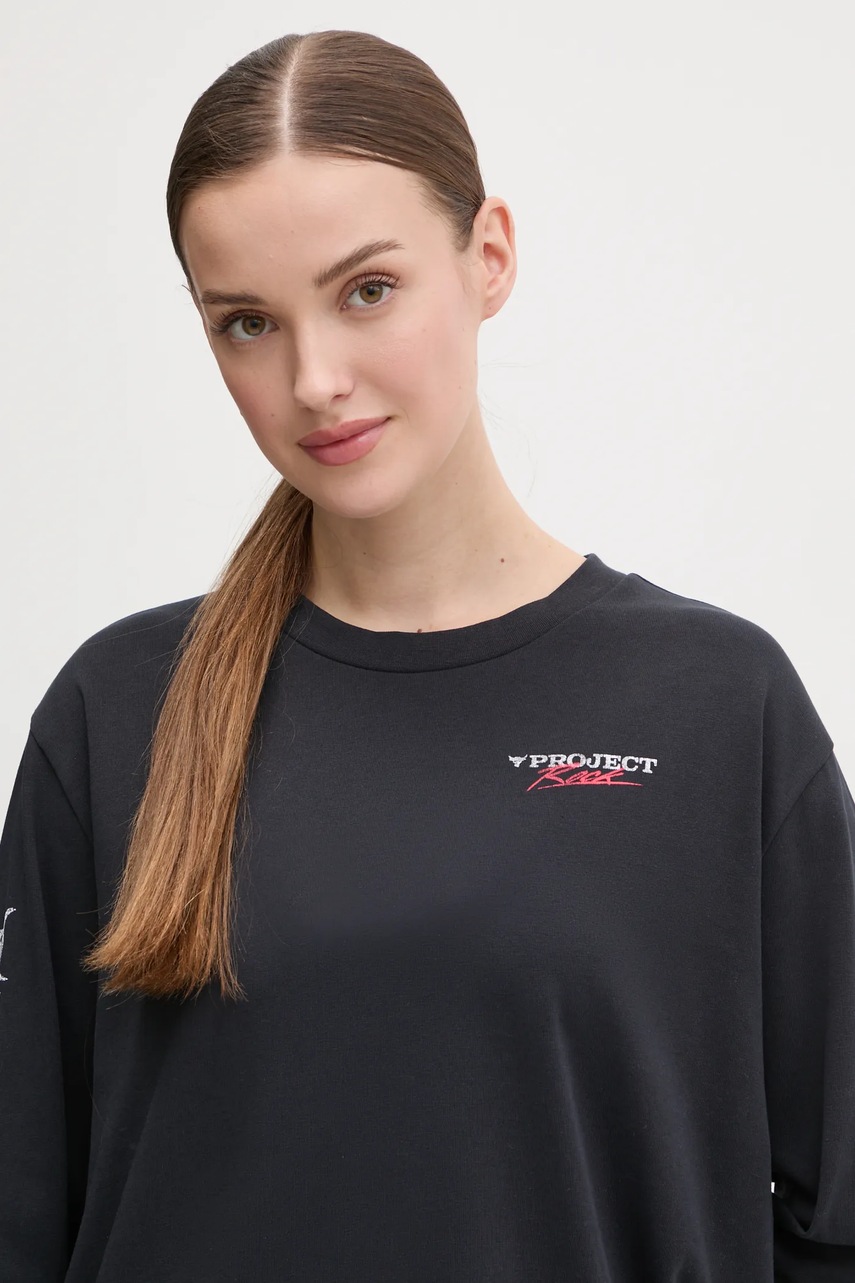 Μακρυμάνικο προπόνησης Under Armour Project Rock γυναικείο, χρώμα: μαύρο, 1389700 φωτογραφία