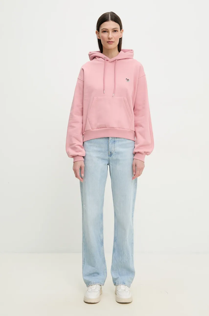 Хлопковая кофта PS Paul Smith женская цвет розовый с капюшоном однотонная W2R.351V.M20616 Хлопковая кофта PS Paul Smith женская цвет розовый с капюшоном однотонная W2R.351V.M20616