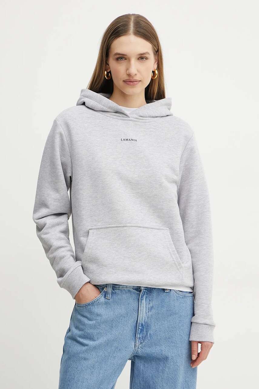 La Mania bluza femei, culoarea gri, cu gluga, melanj, ARIA