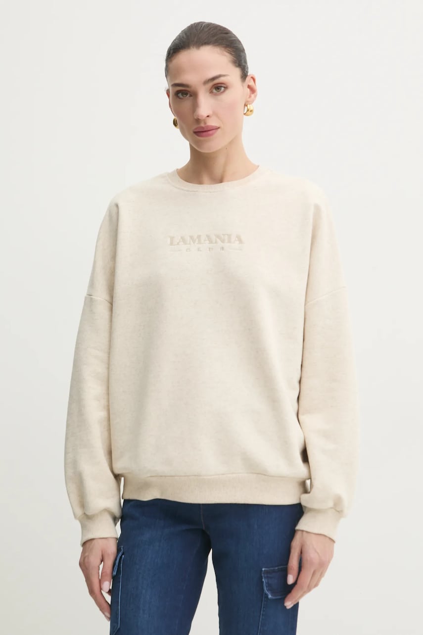 La Mania bluza femei, culoarea bej, cu imprimeu, LOVELY La Mania bluza femei, culoarea bej, cu imprimeu, LOVELY
